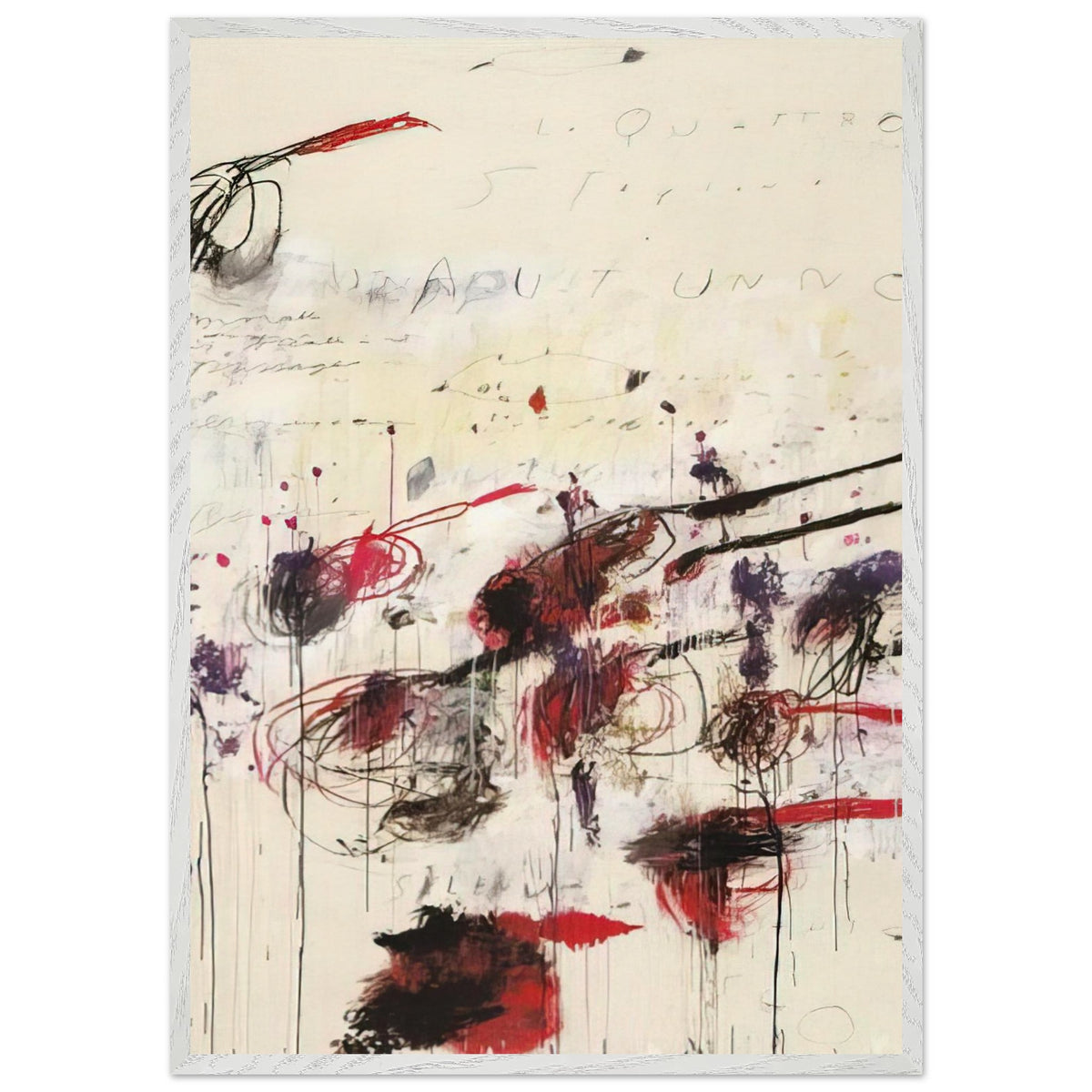 Quattro Stagioni: Autunno by Cy Twombly, framed art print, sweeping brushstrokes, spontaneous scribbles, 40x50 cm (16x20 in), black frame