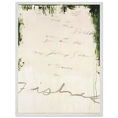 Untitled (A Painting in Nine Parts), Part I by Cy Twombly, framed art print, pale, open central field surrounded by expressive dark green, 50x70 cm (20x28 in), white frame