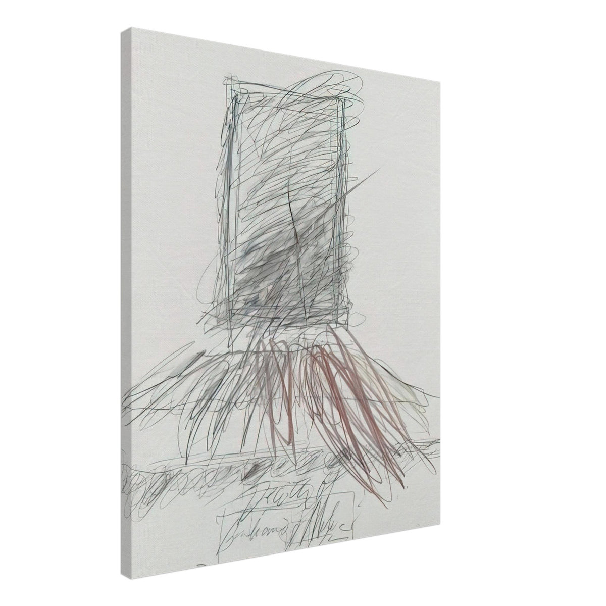 Untitled Abstract Drawing by Cy Twombly, canvas print, 70x100 cm / 28x40″; overlapping graphite lines, spontaneous scribbles, and sweeping gestures in subtle shades of gray, black