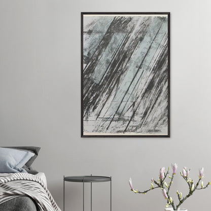 Untitled (Bastian 38) by Cy Twombly, framed art print, powerful diagonal strokes, layered black and gray marks