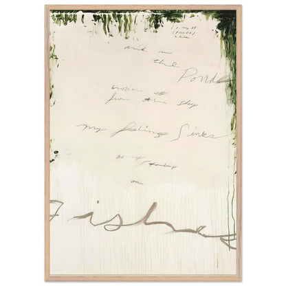 Untitled (A Painting in Nine Parts), Part I by Cy Twombly, framed art print, pale, open central field surrounded by expressive dark green, 40x50 cm (16x20 in), wood frame