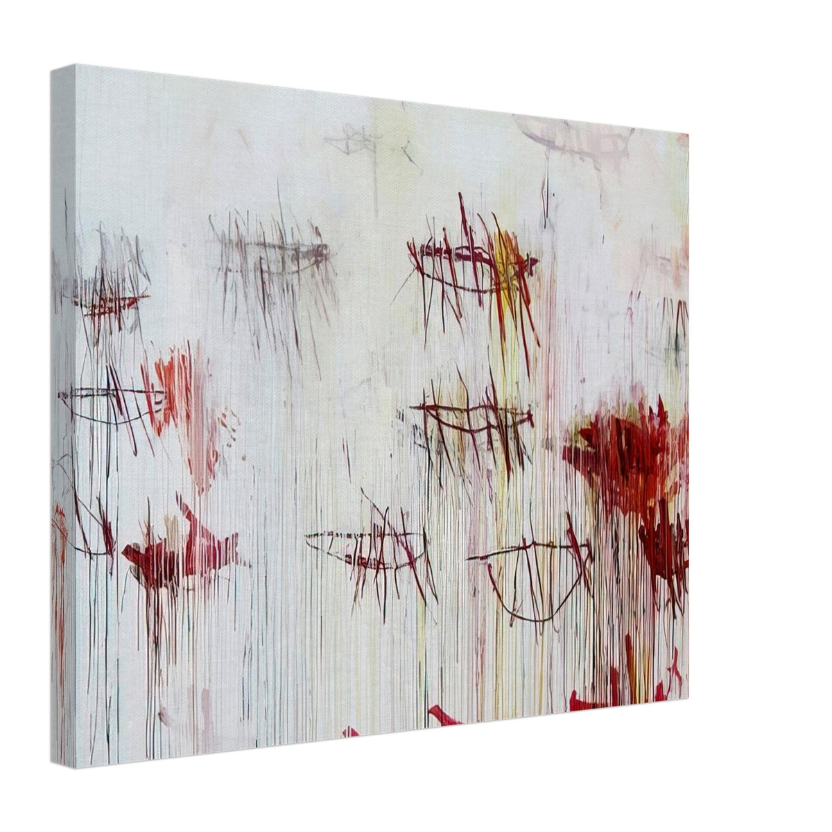 Lepanto, Part IX by Cy Twombly canvas print, 70 × 100 cm / 28 × 40 in: a pale background layered with fine black lines, loose sketch-like forms….