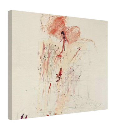 Death of Pompey (Rome) by Cy Twombly canvas print, 60 × 90 cm / 24 × 36 in: expressive red and reddish-orange gestures across a warm, pale background….