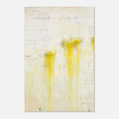 Quattro Stagioni II. Estate by Cy Twombly, poster, luminous yellow washes, flowing vertical paint drips