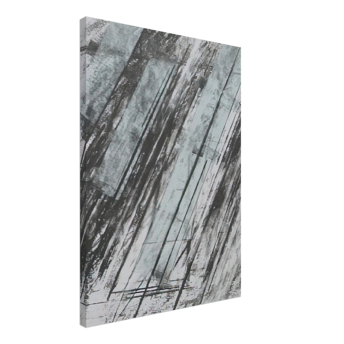 Untitled (Bastian 38) by Cy Twombly, canvas print, sweeping diagonal strokes, textured black and gray marks, 60x75 cm (24x30 in)