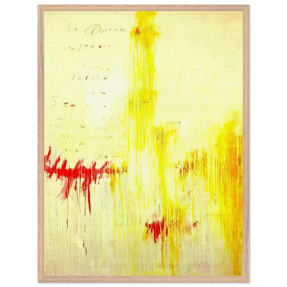 Quattro Stagioni I. Estate by Cy Twombly, framed art print, luminous yellow washes, energetic red brushstrokes, 40x50 cm (16x20 in), black frame