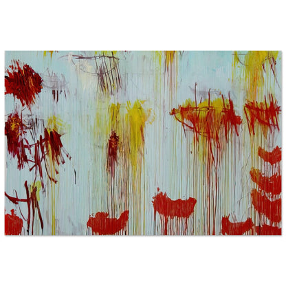 Lepanto, Part XI by Cy Twombly poster, A0 (84.1 × 118.9 cm): This expressive composition features a luminous pale turquoise background covered with energetic red….