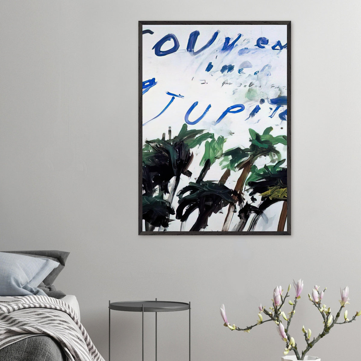 Souvenir of Jupiter by Cy Twombly, framed art print, handwritten lettering, gestural abstraction