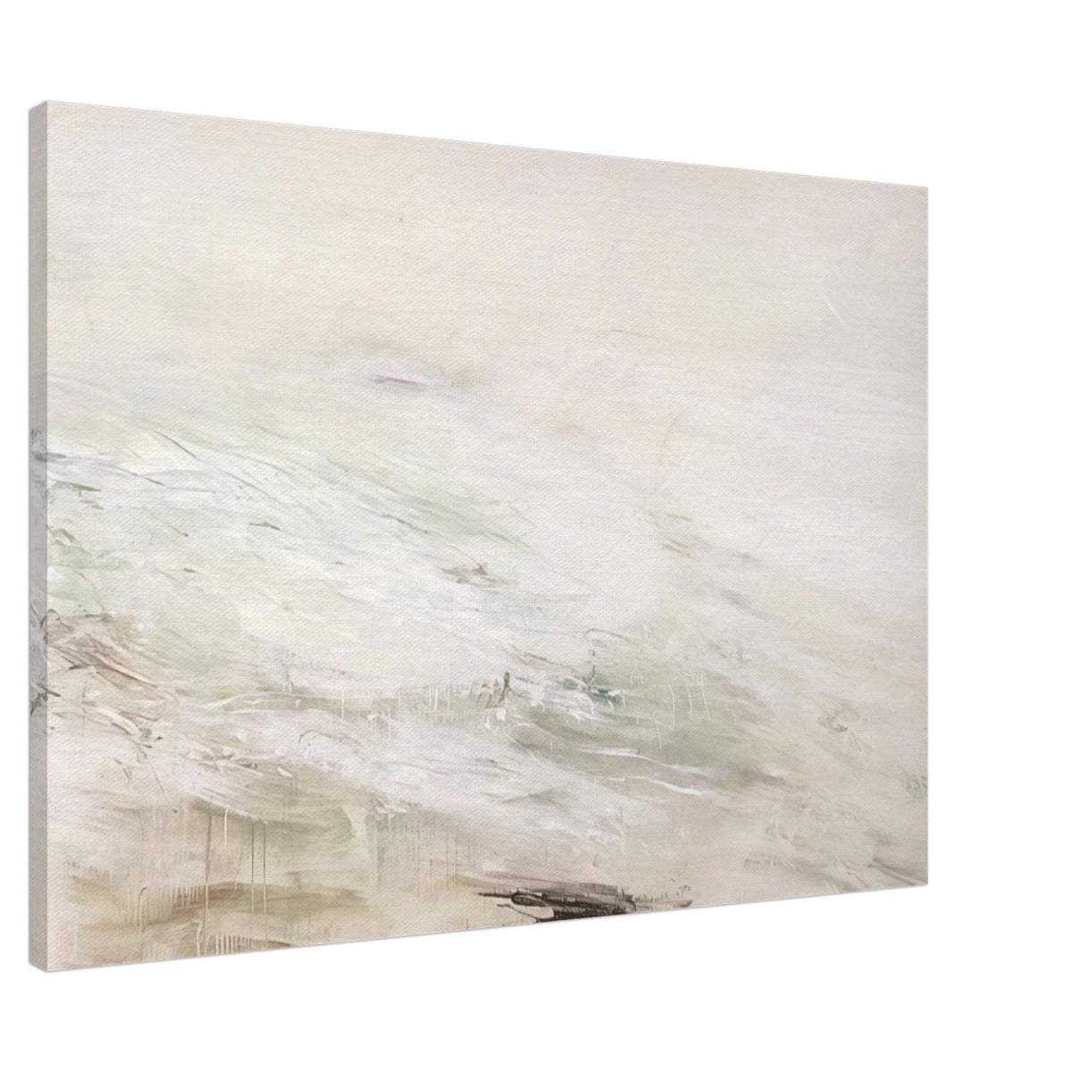 Hero and Leandro (A Painting in Four Parts) Part II by Cy Twombly canvas print, 40 × 50 cm / 16 × 20 in: This atmospheric composition features an expansive pale background with flowing white and gray….
