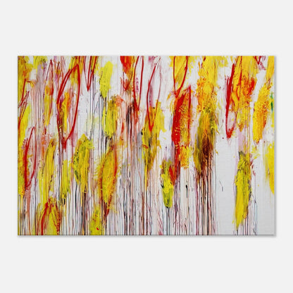 Lepanto, Part I by Cy Twombly canvas print: This vibrant composition features sweeping vertical strokes, spontaneous lines….