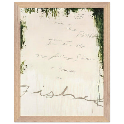 Untitled (A Painting in Nine Parts), Part I by Cy Twombly, framed art print, pale, open central field surrounded by expressive dark green, 50x70 cm (20x28 in), wood frame
