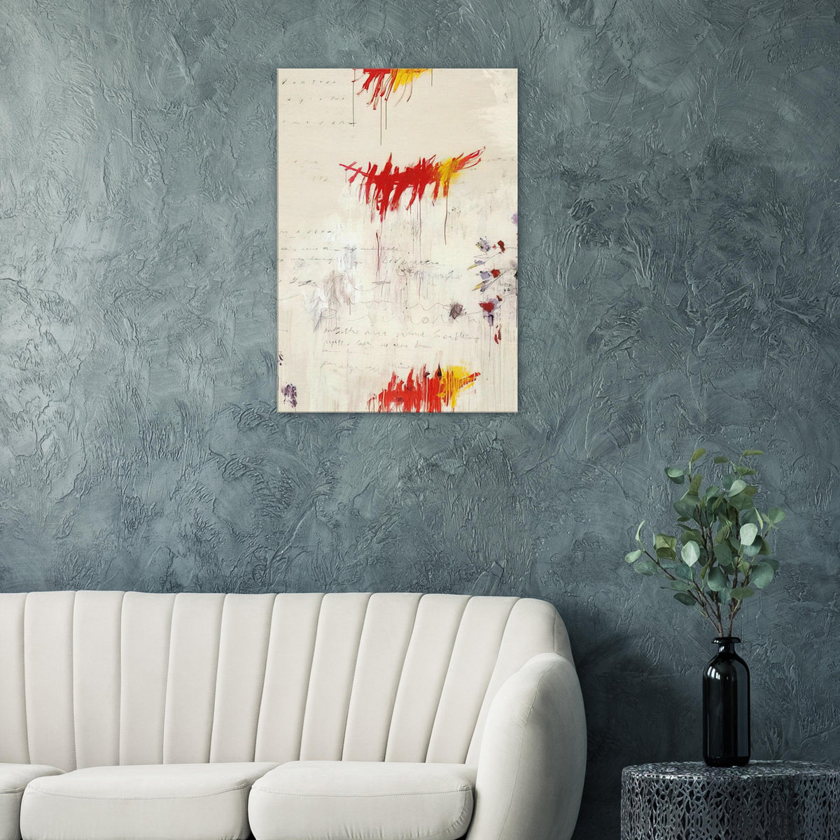 Quattro Stagioni I. Primavera by Cy Twombly, canvas print, vibrant red and yellow brushstrokes with delicate purple and green