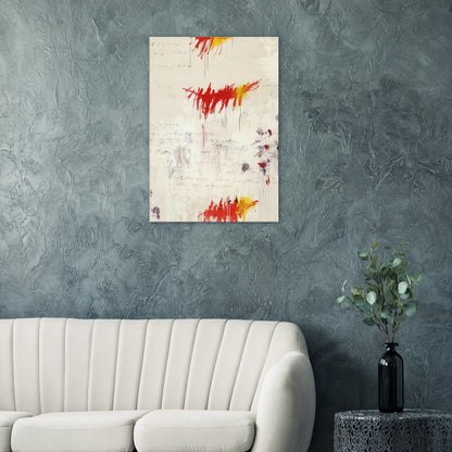 Quattro Stagioni I. Primavera by Cy Twombly, canvas print, vibrant red and yellow brushstrokes with delicate purple and green