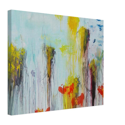 Lepanto, Part VII by Cy Twombly canvas print, 70 × 100 cm / 28 × 40 in: This striking composition features a pale blue background covered with flowing vertical paint drips….