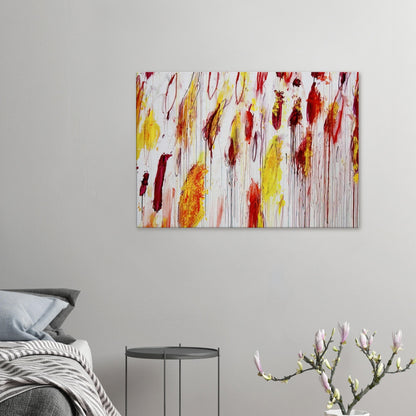 Lepanto, Part IV by Cy Twombly canvas print: This vibrant composition features sweeping vertical gestures, energetic brushstrokes….