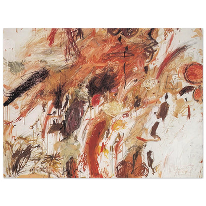 Ferragosto V by Cy Twombly poster, 100 × 150 cm / 40 × 60 in: This expressive composition features energetic brushstrokes, spontaneous scribbles….