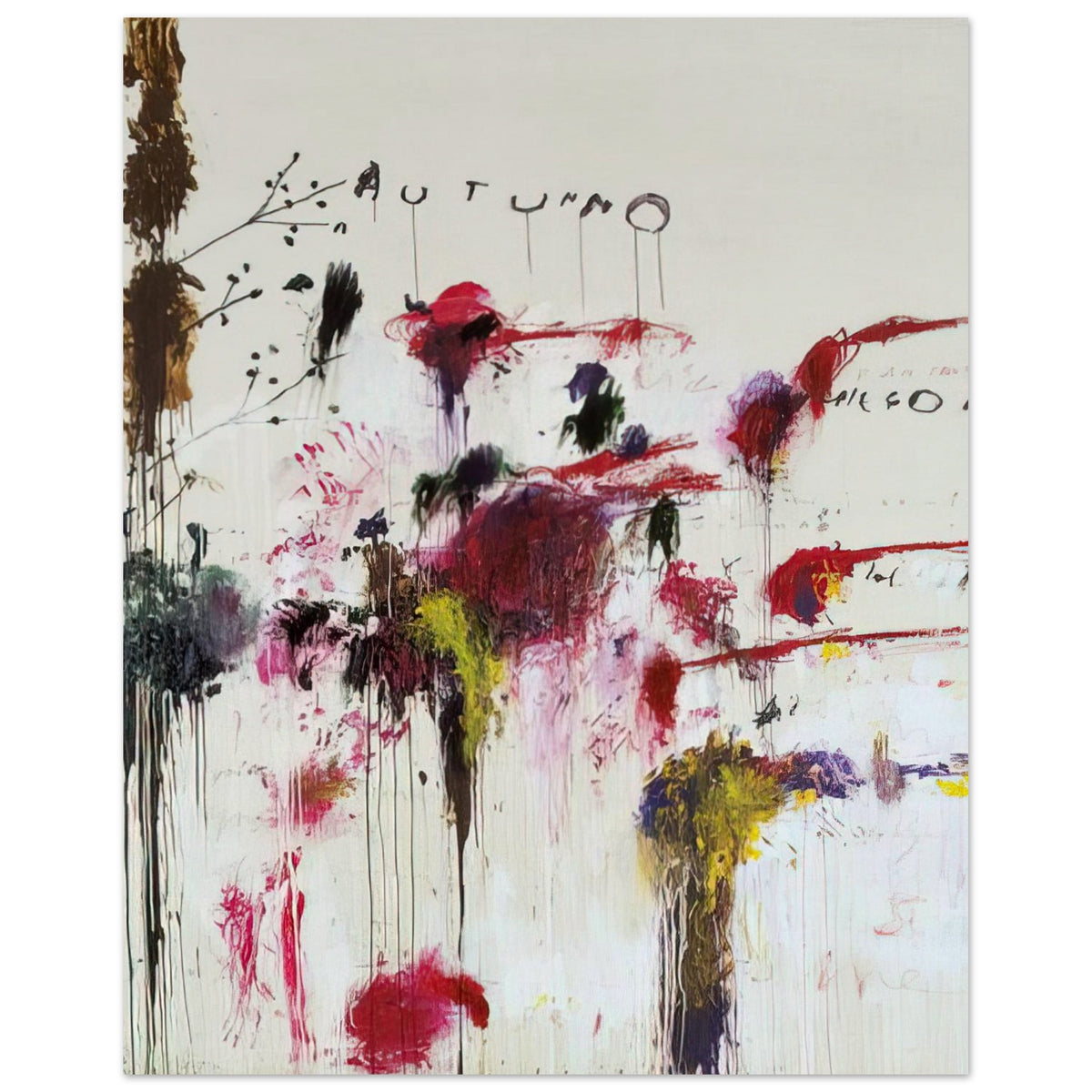 Quattro Stagioni II. Autunno by Cy Twombly, poster, energetic red and crimson brushstrokes, rich purple and burgundy, A0 (84.1 x 118.9 cm)