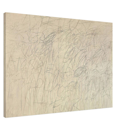 Academy by Cy Twombly canvas print, 40 × 50 cm / 16 × 20 in: an intricate network of delicate graphite lines, overlapping scribbles, looping gestures….