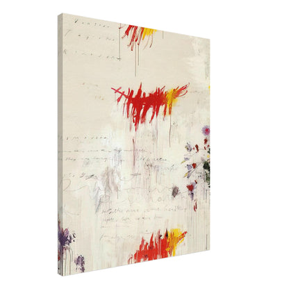 Quattro Stagioni I. Primavera by Cy Twombly, canvas print, vibrant red and yellow brushstrokes with delicate purple and green, 70x100 cm (28x40 in)