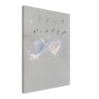 Nine Discourses on Commodus, Part VI by Cy Twombly, canvas print, soft gray background with delicate white brushstrokes, subtle blue, 60x75 cm (24x30 in)