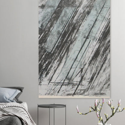 Untitled (Bastian 38) by Cy Twombly, poster, sweeping diagonal strokes, layered black and gray marks