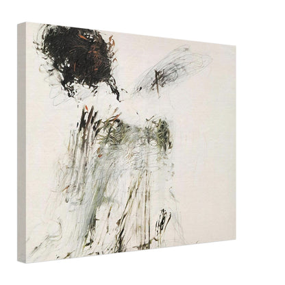 Ides of March by Cy Twombly canvas print, 50 × 75 cm / 20 × 30 in: a pale background contrasted with concentrated black brushwork, loose graphite-like lines….