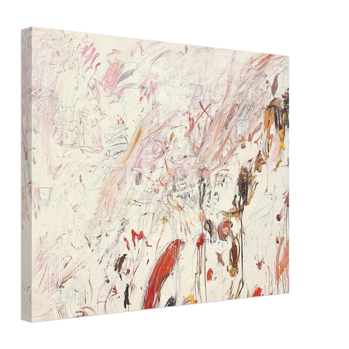 Ferragosto III by Cy Twombly canvas print, 70 × 100 cm / 28 × 40 in: a pale cream background covered with spontaneous brushstrokes, delicate lines….