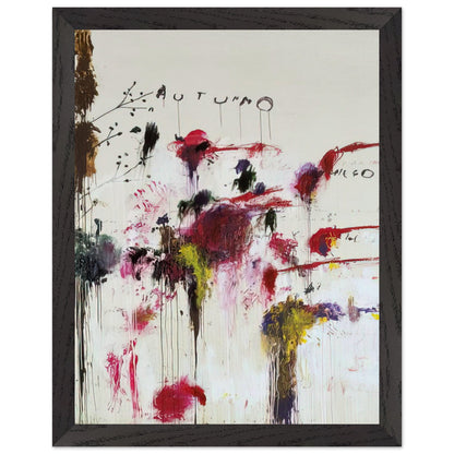 Quattro Stagioni II. Autunno by Cy Twombly, framed art print, bold red and crimson brushstrokes, rich purple and burgundy accents, 60x80 cm (24x32 in), black frame