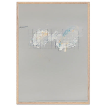 Nine Discourses on Commodus, Part I by Cy Twombly, framed art print, 40x50 cm / 16x20″, Wood frame; a muted gray background, a delicate grid of intersecting lines