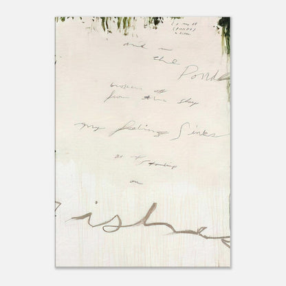Untitled (A Painting in Nine Parts), Part I by Cy Twombly, canvas print, expansive pale background, delicate handwritten inscriptions