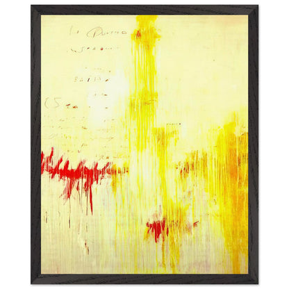 Quattro Stagioni I. Estate by Cy Twombly, framed art print, luminous yellow washes, energetic red brushstrokes, 60x80 cm (24x32 in), black frame
