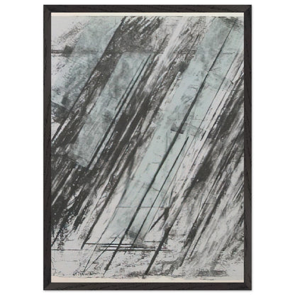 Untitled (Bastian 38) by Cy Twombly, framed art print, powerful diagonal strokes, layered black and gray marks, 60x80 cm (24x32 in), black frame