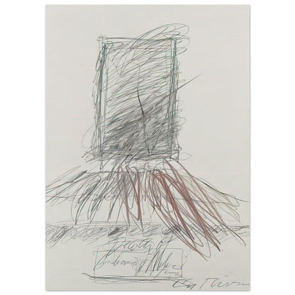 Untitled Abstract Drawing by Cy Twombly, poster, 50x70 cm / 20x28″; overlapping graphite lines, spontaneous scribbles, and sweeping gestures in subtle shades of gray, black