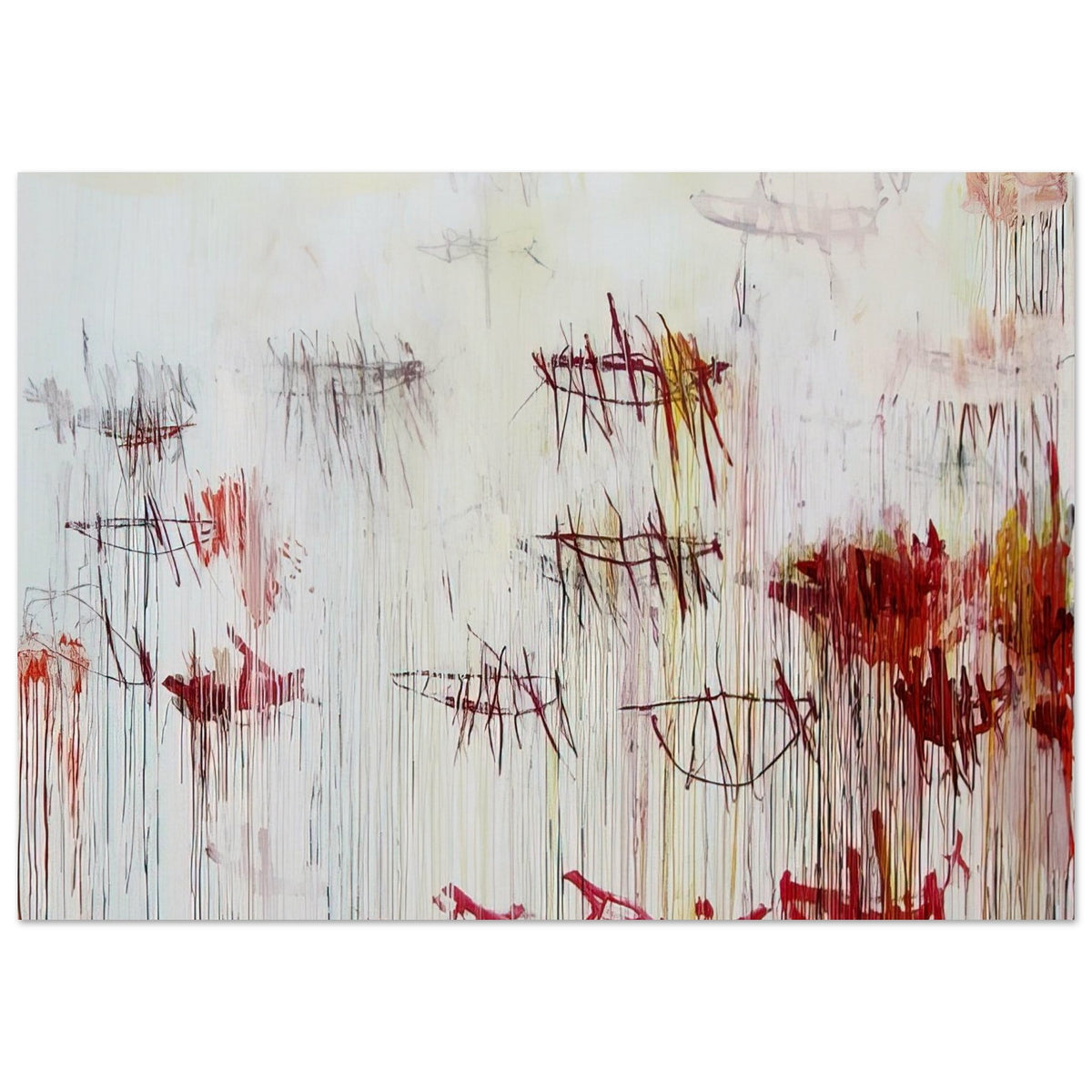 Lepanto, Part IX by Cy Twombly poster, 60 × 90 cm / 24 × 36 in: This expressive composition features an expansive pale background covered with delicate black lines….