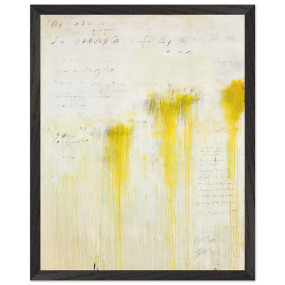 Quattro Stagioni II. Estate by Cy Twombly, framed art print, luminous yellow washes, subtle orange details, 70x100 cm (28x40 in), white frame