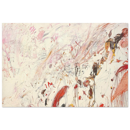 Ferragosto III by Cy Twombly poster, 60 × 90 cm / 24 × 36 in: This captivating composition features a pale cream background layered with energetic brushstrokes….