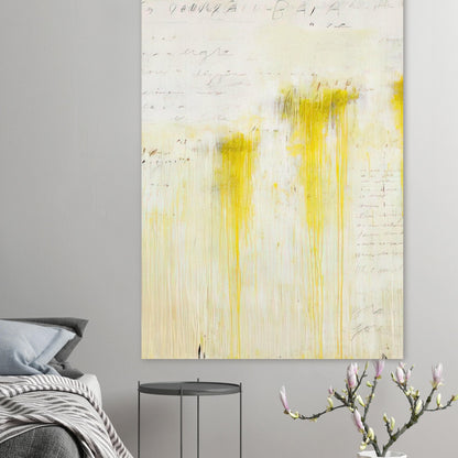 Quattro Stagioni II. Estate by Cy Twombly, poster, luminous yellow washes, flowing vertical paint drips