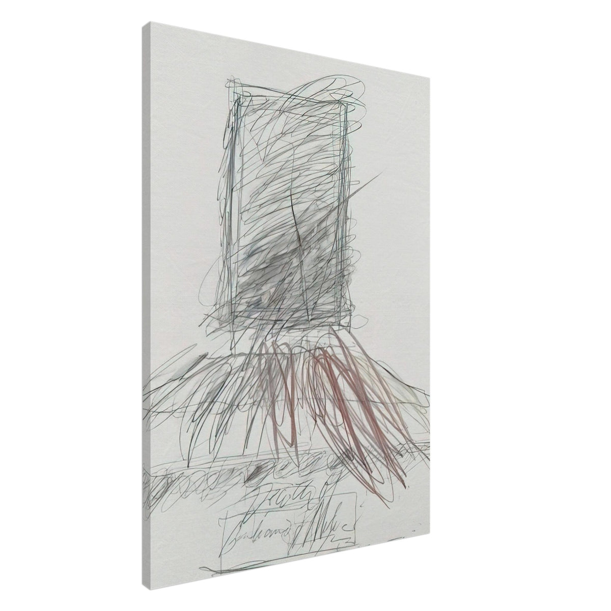 Untitled Abstract Drawing by Cy Twombly, canvas print, 45x60 cm / 18x24″; overlapping graphite lines, spontaneous scribbles, and sweeping gestures in subtle shades of gray, black