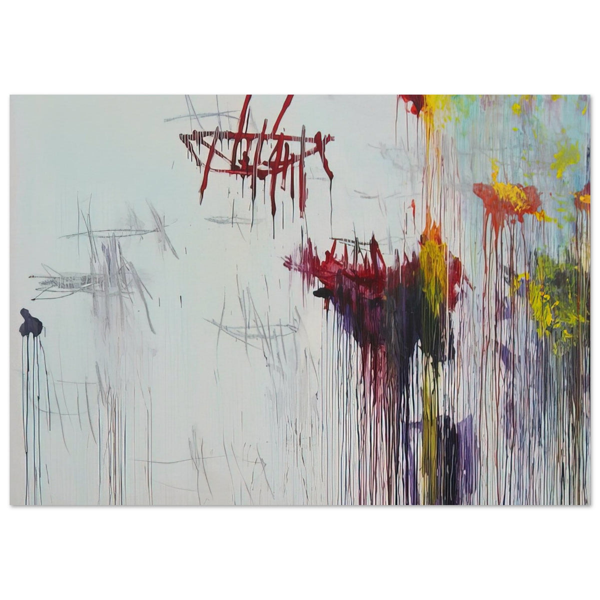 Lepanto, Part VI by Cy Twombly poster, 75 × 100 cm / 30 × 40 in: This expressive composition combines a pale background with energetic black and burgundy lines….