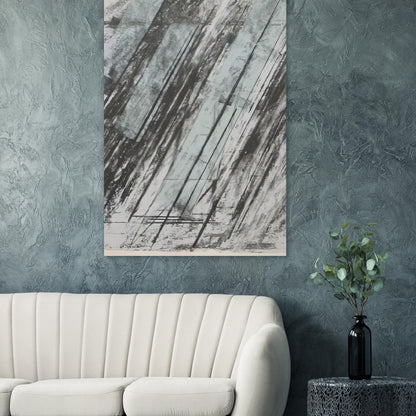 Untitled (Bastian 38) by Cy Twombly, poster, sweeping diagonal strokes, layered black and gray marks