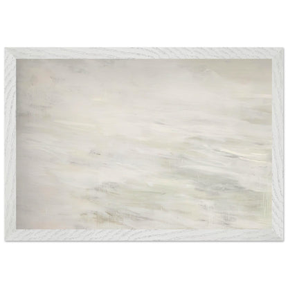 Hero and Leandro (A Painting in Four Parts) Part III by Cy Twombly framed art print; featuring expansive ivory and white tones, delicate pale gray marks, subtle beige shades; size 30 × 45 cm (12 × 18 in); black frame.