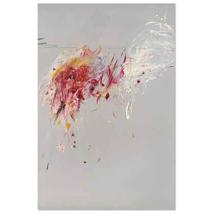 Nine Discourses on Commodus, Part V by Cy Twombly, poster, muted gray background, delicate white brushstrokes, 20x25 cm (8x10 in)