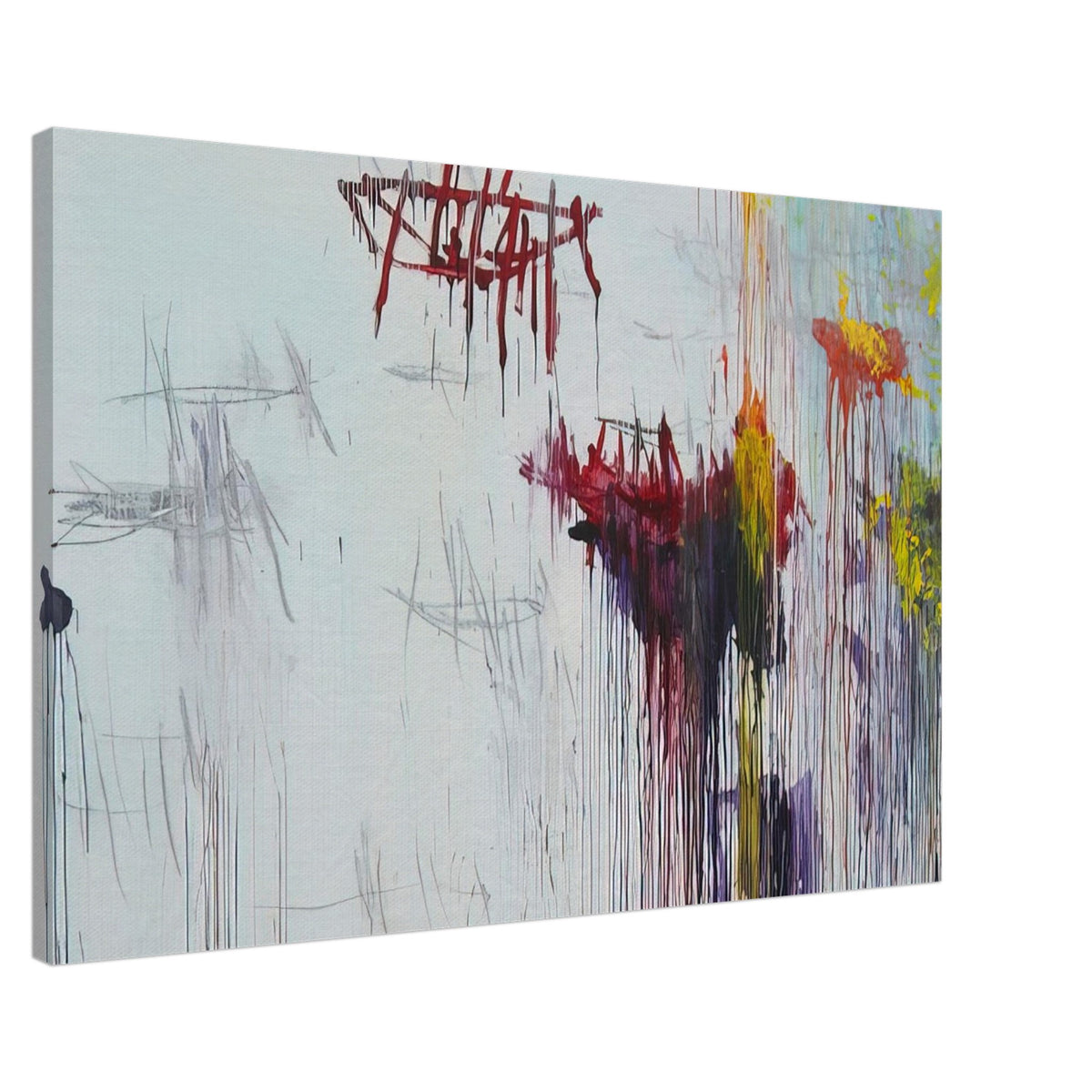 Lepanto, Part VI by Cy Twombly canvas print, 70 × 100 cm / 28 × 40 in: This compelling composition features a pale background layered with spontaneous black lines….