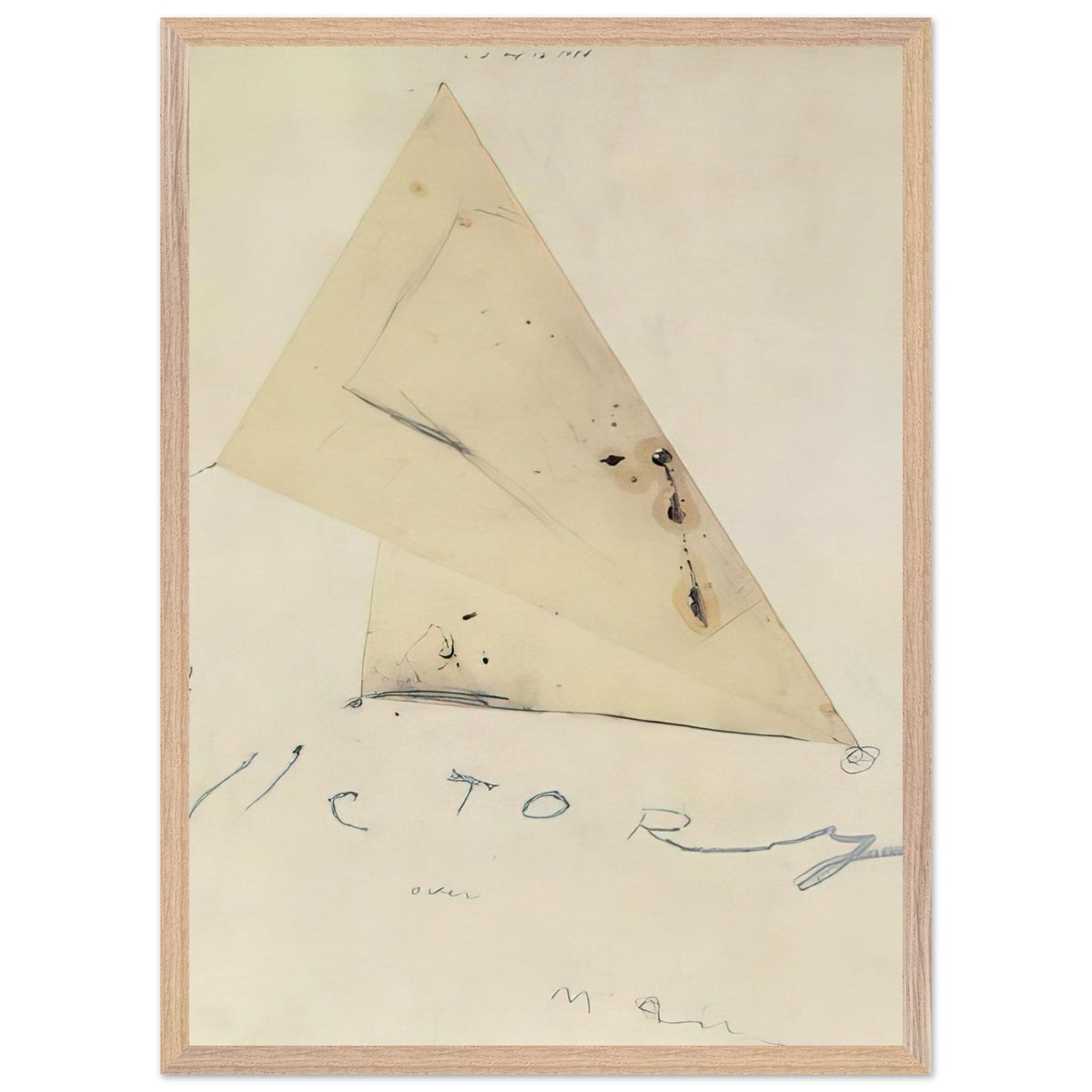 Victory by Cy Twombly, framed art print, overlapping triangular forms, fine graphite lines, 40x50 cm (16x20 in), wood frame