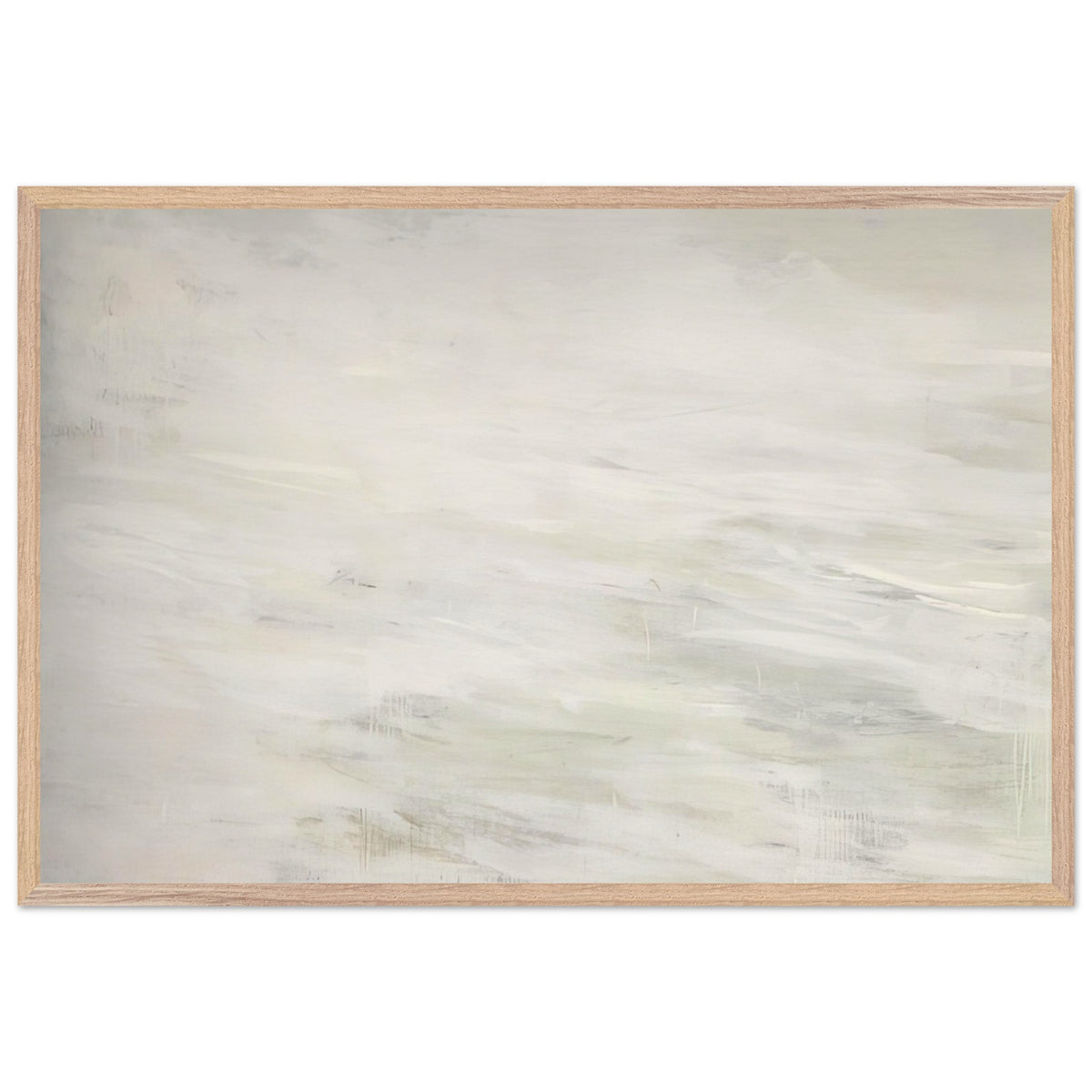 Hero and Leandro (A Painting in Four Parts) Part III by Cy Twombly framed art print; featuring expansive ivory and white tones, delicate pale gray marks, subtle beige shades; size A1 (59.4 × 84.1 cm); black frame.