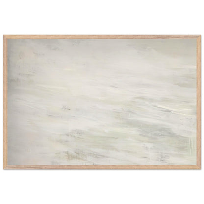 Hero and Leandro (A Painting in Four Parts) Part III by Cy Twombly framed art print; featuring expansive ivory and white tones, delicate pale gray marks, subtle beige shades; size A1 (59.4 × 84.1 cm); black frame.