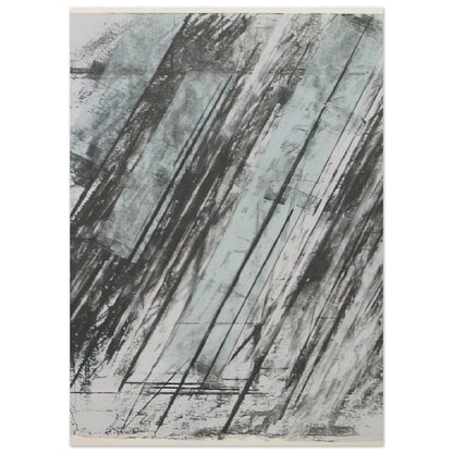 Untitled (Bastian 38) by Cy Twombly, poster, sweeping diagonal strokes, layered black and gray marks, 40x50 cm (16x20 in)
