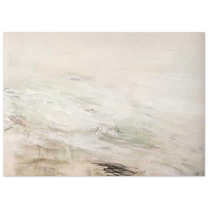 Hero and Leandro (A Painting in Four Parts) Part II by Cy Twombly poster, 30 × 40 cm / 12 × 16 in: a pale, expansive background layered with delicate white and gray brushstrokes, subtle beige tones….