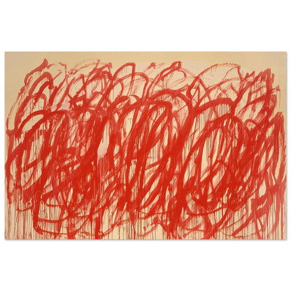 Untitled (Bacchus) by Cy Twombly poster, 60 × 90 cm / 24 × 36 in: Thick, energetic strokes move across the composition in an almost continuous flow….