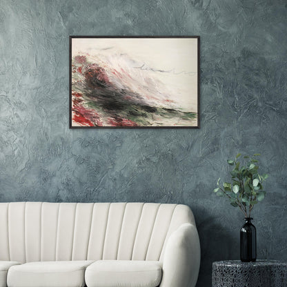 Hero and Leandro (A Painting in Four Parts) Part I by Cy Twombly framed art print; featuring sweeping white and pale gray brushstrokes, layered charcoal and black marks, subtle green tones.